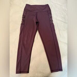 Leg End Active Plum Strappy Side Leggings Size M